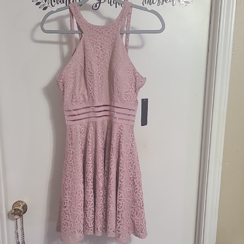 Pink Lace Sleeveless Dress